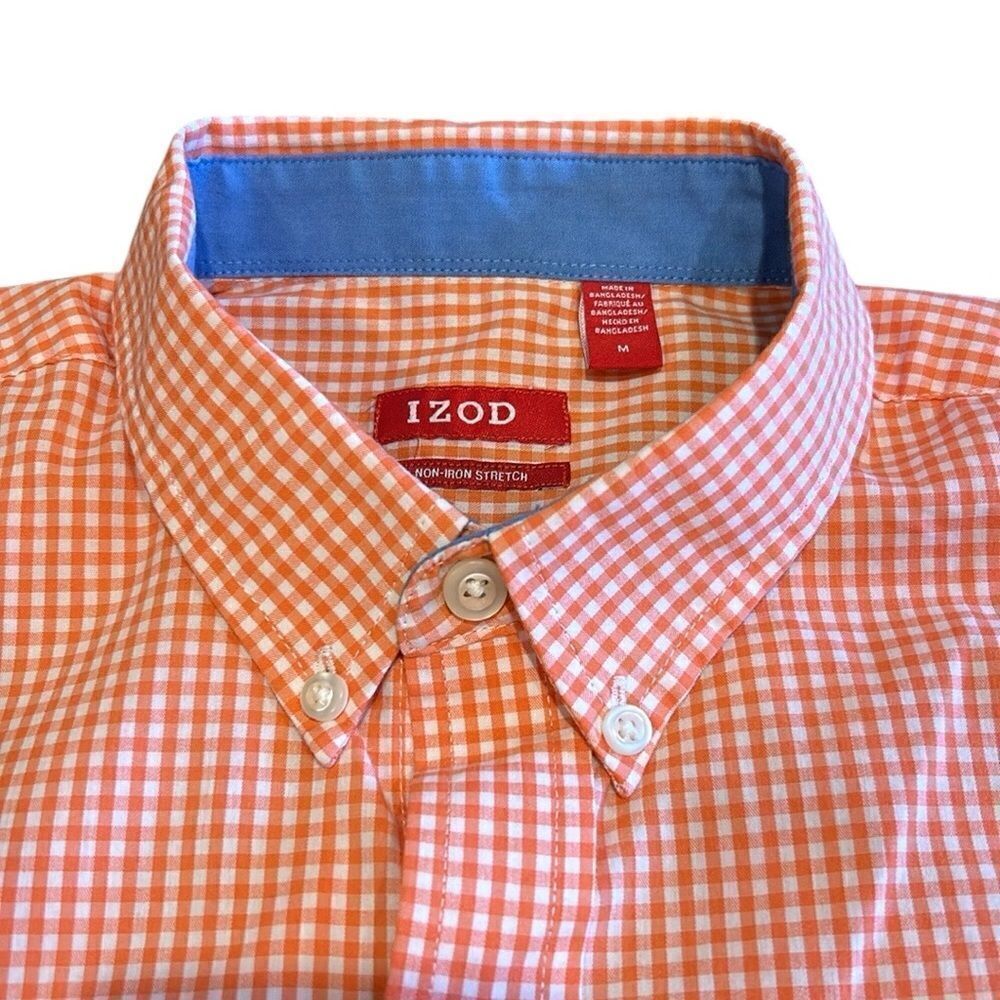 Izod Mens OrangeβAndβWhiteβShirt